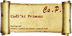 Csáki Primusz névjegykártya